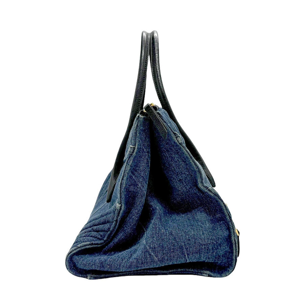 Miu Miu black biker blue leather denim handbag Black Blue
